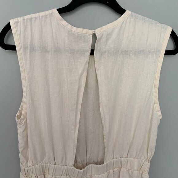 Everlane neutral beige 100% linen peek open back midi length lined dress - Picture 6 of 12